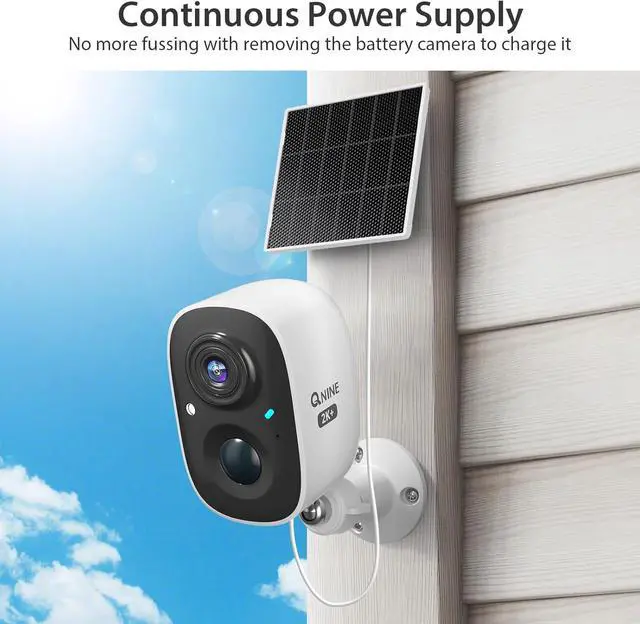 Alt view image 4 of 7 - QNINE Solar Security Camera Wireless Outdoor, 3MP/2.5K Resolution Battery Powered 2.4GHz WiFi Camera with 2-Way Audio, PIR Motion Detection, IP65 Waterproof, Color Night Vision, TF/Cloud Storage