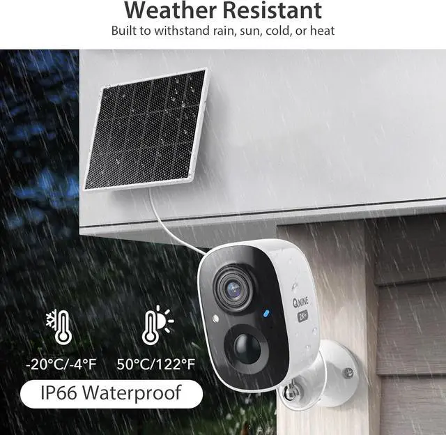 Alt view image 6 of 7 - QNINE Solar Security Camera Wireless Outdoor, 3MP/2.5K Resolution Battery Powered 2.4GHz WiFi Camera with 2-Way Audio, PIR Motion Detection, IP65 Waterproof, Color Night Vision, TF/Cloud Storage