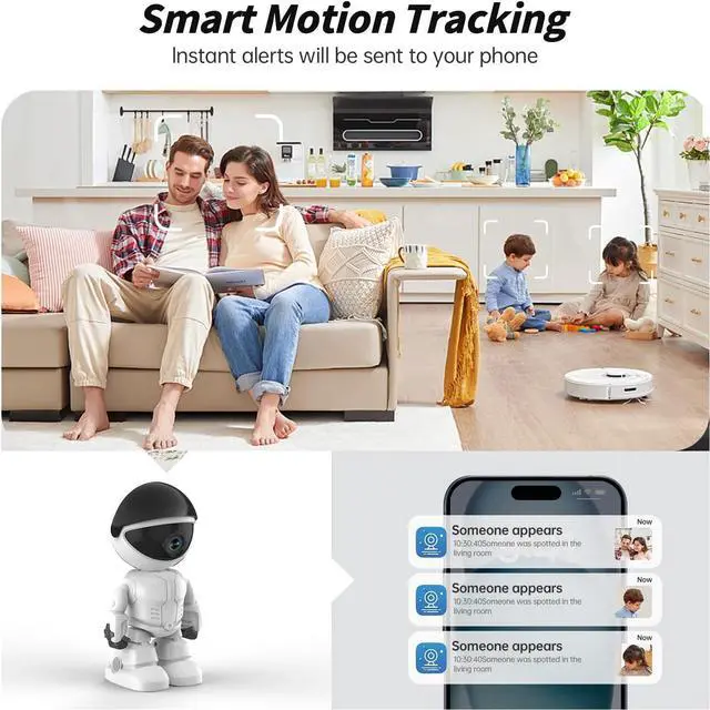 Alt view image 5 of 7 - Indoor Camera Robot,5G/2.4Ghz WiFi Robot Cameras for Home Security,Pet/Baby Camera with Phone App Motion Detection and Alarm,Home Security Two-Way Talk, Human Detection