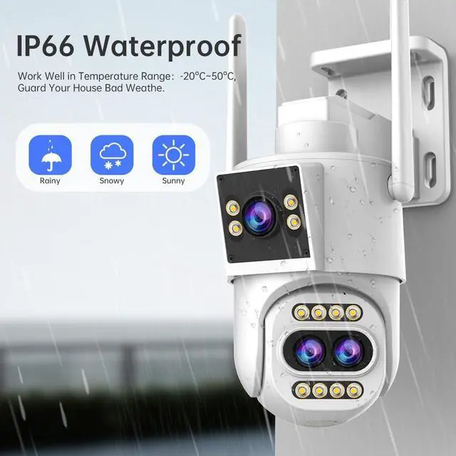Alt view image 4 of 7 - JOOAN Outdoor Security Camera 2Kx3 3Lens 2 Screen10X Optical Zoom & Auto Tracking Home Surveillance IP Cam 360°PTZ 2.4G WiFi Wired IP66 Waterproof Motion Alert,8-256G Card/Cloud Storage,Siren Alarm