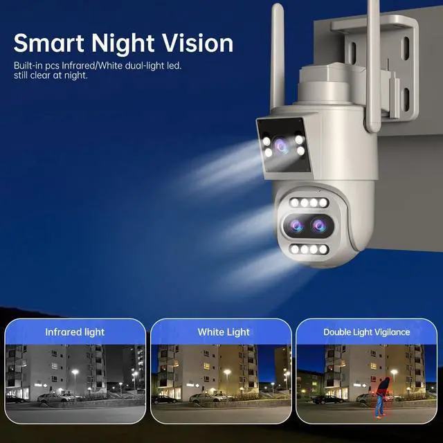 Alt view image 5 of 7 - JOOAN Outdoor Security Camera 2Kx3 3Lens 2 Screen10X Optical Zoom & Auto Tracking Home Surveillance IP Cam 360°PTZ 2.4G WiFi Wired IP66 Waterproof Motion Alert,8-256G Card/Cloud Storage,Siren Alarm
