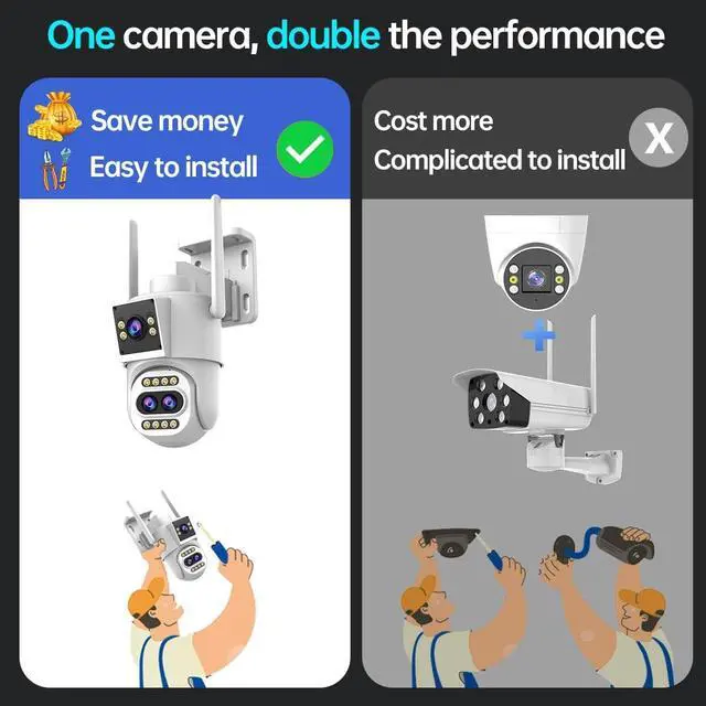 Alt view image 6 of 7 - JOOAN Outdoor Security Camera 2Kx3 3Lens 2 Screen10X Optical Zoom & Auto Tracking Home Surveillance IP Cam 360°PTZ 2.4G WiFi Wired IP66 Waterproof Motion Alert,8-256G Card/Cloud Storage,Siren Alarm