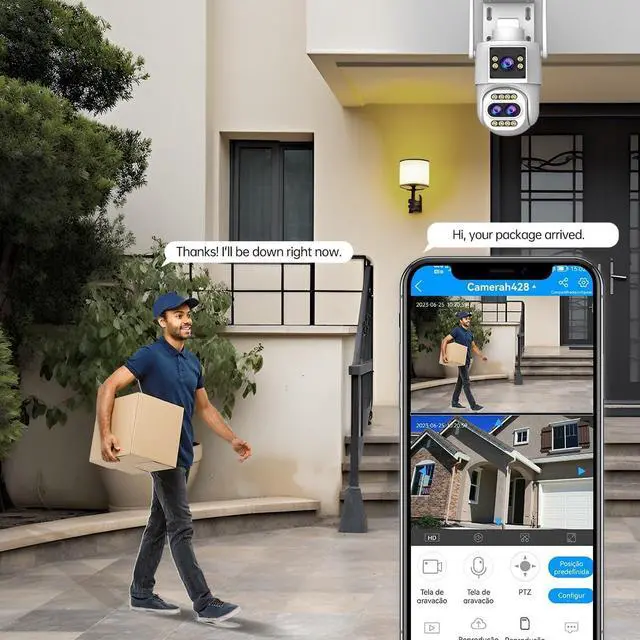 Alt view image 7 of 7 - JOOAN Outdoor Security Camera 2Kx3 3Lens 2 Screen10X Optical Zoom & Auto Tracking Home Surveillance IP Cam 360°PTZ 2.4G WiFi Wired IP66 Waterproof Motion Alert,8-256G Card/Cloud Storage,Siren Alarm