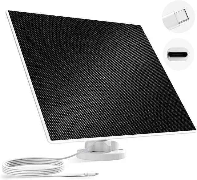 Main image of Dzees USB-C Solar Panel - Compatible with Outdoor Camera Wireless, Continuous Power with 5W 5V Charging, 9.8ft/3M Waterproof Charging Cable, 360°Adjustable Mount