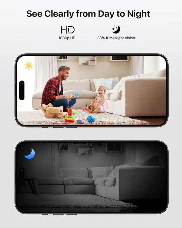 Alt view image 5 of 7 - ZOSI Indoor Security Camera, 2Pack 1080P Home WiFi Camera with Phone App, Smart Motion Detection,2 Way Audio, Night Vision,C688 Baby/Pet Monitor,Memory Card/Cloud Storage,Works with Alexa,Plug-in