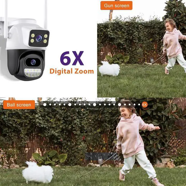 Alt view image 4 of 7 - Security Camera Outdoor 2.4G WiFi PTZ Outdoor Camera Dual Lens Home Security Cameras Linkage 360°View 4MP Plug-in Cable Two-Way Talk,AI Detection,Full-Color Night Vision,Auto Tracking,24/7 Recording