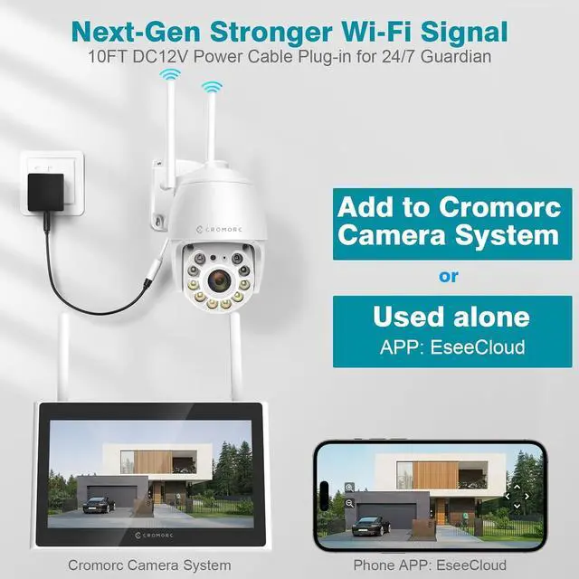 Alt view image 2 of 6 - 360° View Pan/Tilt/Digital Zoom 5MP WiFi Security Camera Outdoor, Motion Detection, Humanoid Tracking, Floodlight&Siren Alarm, Color Night Vision, PC&Mobile Remote View, Two-Way Audio PTZ