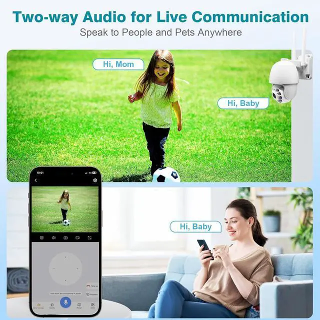 Alt view image 6 of 6 - 360° View Pan/Tilt/Digital Zoom 5MP WiFi Security Camera Outdoor, Motion Detection, Humanoid Tracking, Floodlight&Siren Alarm, Color Night Vision, PC&Mobile Remote View, Two-Way Audio PTZ