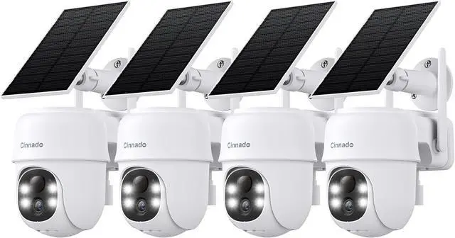 Main image of Cinnado 2K Outdoor Cameras for Home Security Solar Powered White B6 4 Pack