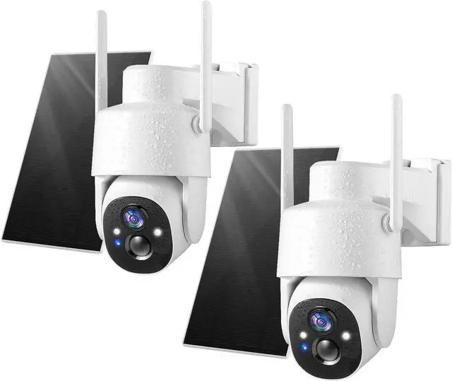 Main image of Solar Security Cameras Wireless Outdoor, 2K Pan Tilt 360° View Battery Powered 2-Way Talk Outdoor Camera Wireless 3MP PTZ WiFi Surveillance Cam Cloud/SD Storage Color Night Vision Spotlight 2-Pack