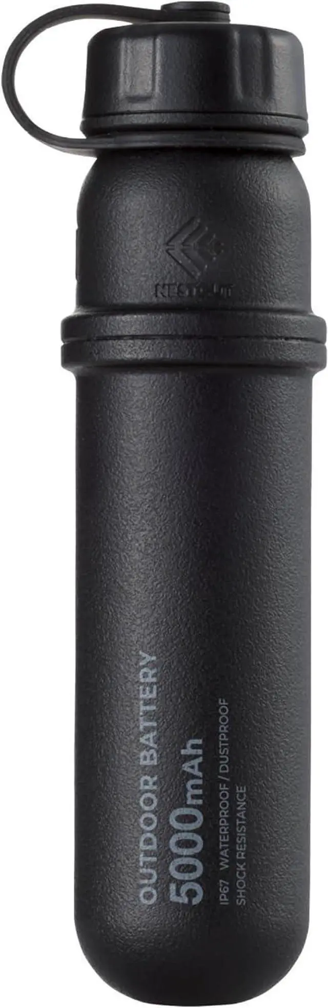 Main image of ELECOM NESTOUT Portable Charger, 5000mAh Outdoor Battery Power Bank, 15W USB-C Fast Charging, Waterproof IP67, Durable Shockproof, Battery Pack for Phone Tablet Hiking Travel Camping (Black, 5000mAh)