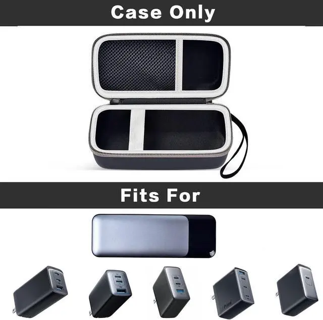 Alt view image 2 of 7 - casmilee Case Compatible with Anker 737/735/ 736/717 USB-C Portable Charger Power Bank, Fast Foldable Wall PowerBank Bag for GaN Prime Nano II AC Adapter, Powercore Pocket for lights Cable - Black
