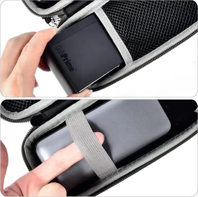Alt view image 5 of 7 - casmilee Case Compatible with Anker 737/735/ 736/717 USB-C Portable Charger Power Bank, Fast Foldable Wall PowerBank Bag for GaN Prime Nano II AC Adapter, Powercore Pocket for lights Cable - Black