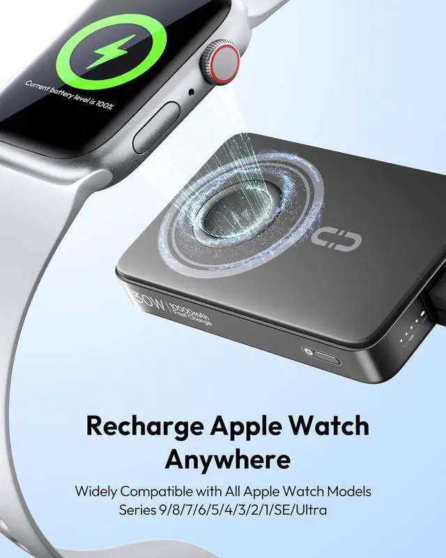Alt view image 3 of 7 - ROMOSS MagSafe Portable Charger, 10000mAh Magnetic Power Bank with 30W USB-C Fast Charging & 15W Wireless Charging, Travel Backup Battery Pack for Apple Watch, AirPods, iPhone 16/15/14/13/12 Series