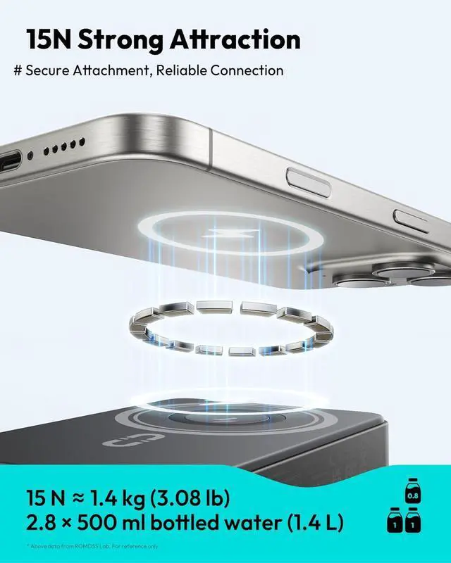 Alt view image 7 of 7 - ROMOSS MagSafe Portable Charger, 10000mAh Magnetic Power Bank with 30W USB-C Fast Charging & 15W Wireless Charging, Travel Backup Battery Pack for Apple Watch, AirPods, iPhone 16/15/14/13/12 Series