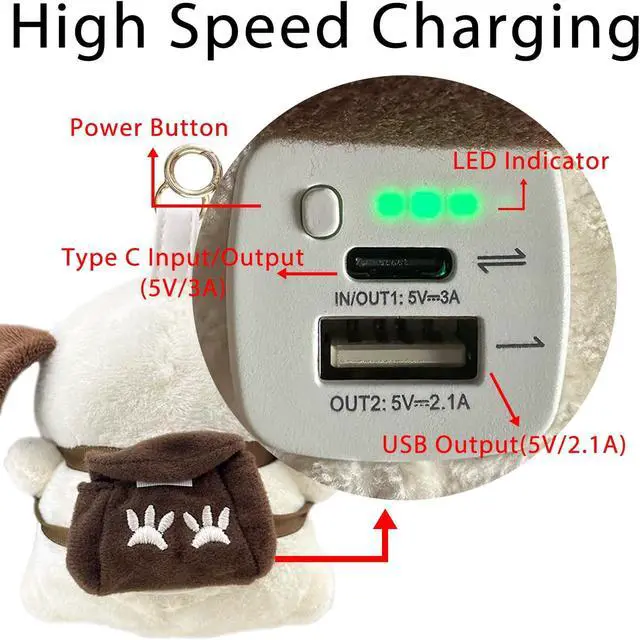 Alt view image 3 of 5 - Dog Power Bank Fast Charging Portable Charger Compatible with Cell Phone and Micro Devices - Smart Phones Battery Pack (B/White)