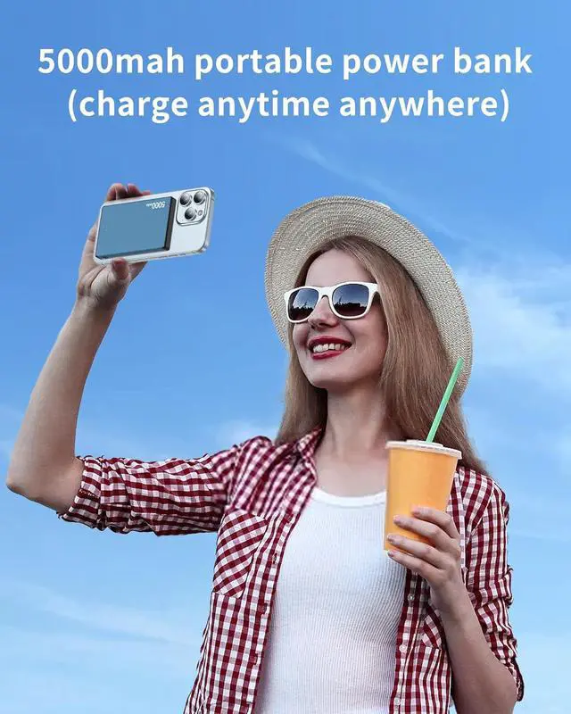 Alt view image 6 of 7 - ZBF Wireless Portable Charger,5000mAh Slim Magnetic Power Bank Phone Charger with USB-C Cable, PD 20W Fast Charging MagaSafe Battery Pack Travel Charger for Phone 16 15 14 13 12 Pro Max(Blue)