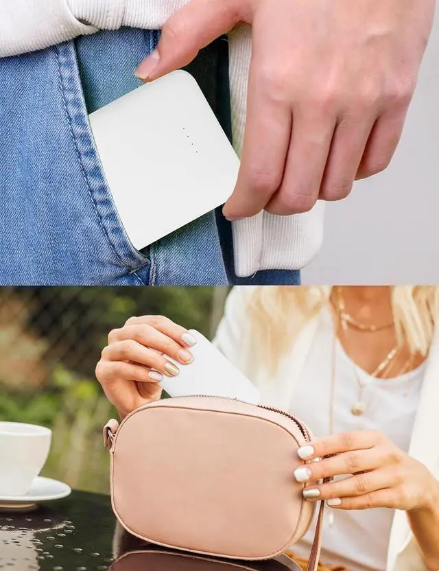 Alt view image 6 of 7 - Power Bank, Slimmest 5000mAh Portable Charger with Built in USB-C Cables, USB C in&Out Charging Battery Pack, External Phone Powerbank Compatible with iPhone, Android, White