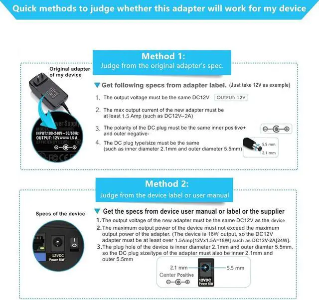 Alt view image 3 of 7 - 24V Power Supply AC Adapter 2A 1A DC24V with 11 Changeable DC Plugs AC120V to DC24Volts 2Amps 1.5A 1A 0.5A 200mA 100mA Power Adapter Wall Charger 24V Converter Inverter Transformer 5FT