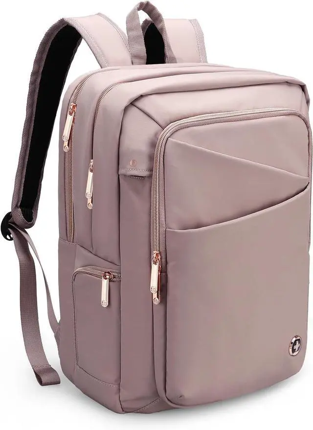 Main image of Swissdigital Design Laptop Backpack For Women,College Bookbags With USB Charging Port,Cute Computer Backpacks For Work Business,Pink | KATY ROSE
