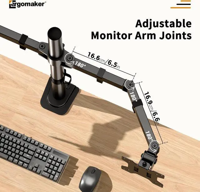 Alt view image 4 of 7 - Dual Monitor Mount, Height Adjustable Swivel for 13-27" Screens | Monitor Stand with Steel Frame Supports Up To 22 Lbs; Includes C-Clamp Mount and Adjustable Tilt/Rotation For Optimal Viewing