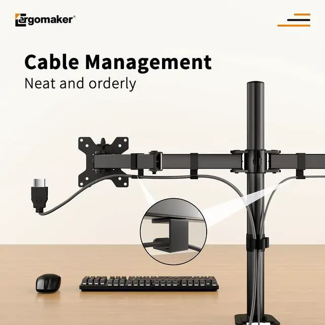 Alt view image 6 of 7 - Dual Monitor Mount, Height Adjustable Swivel for 13-27" Screens | Monitor Stand with Steel Frame Supports Up To 22 Lbs; Includes C-Clamp Mount and Adjustable Tilt/Rotation For Optimal Viewing