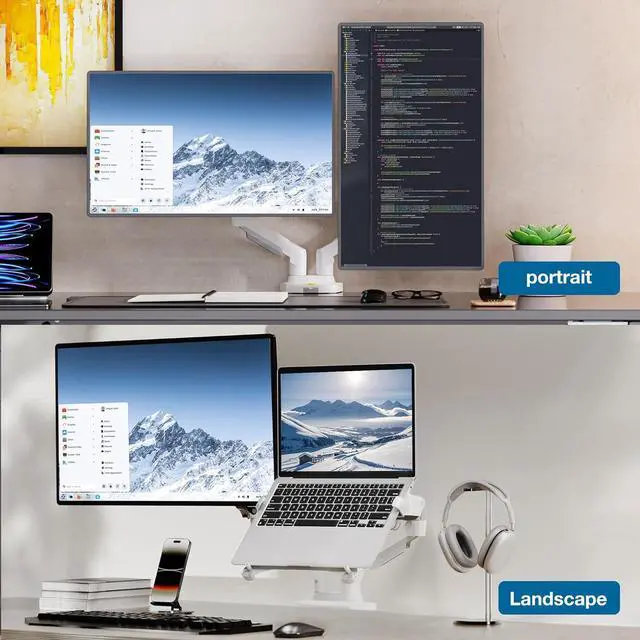Alt view image 6 of 6 - Laptop Mount with Adjustable Tray for 10-17Notebook, Full Motion Arm with VESA Plate for 17-30Monitor,Clamp-on Grommet Mounting F160-FP (White)