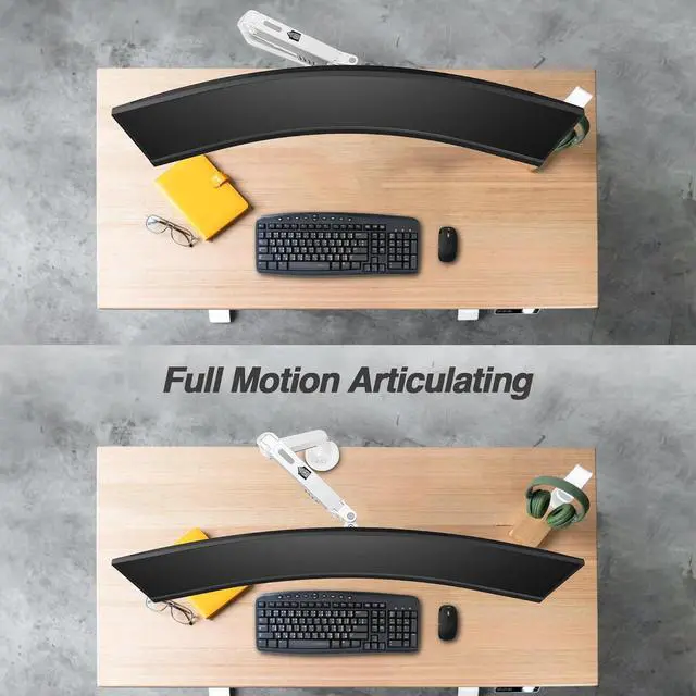 Alt view image 6 of 7 - AVLT Single 13"-38" Monitor Arm Desk Mount - White | fits One Flat/Curved/Ultrawide Screen Full Motion Height Swivel Tilt Rotation Adjustable Arm - VESA/C-Clamp/Cable Management