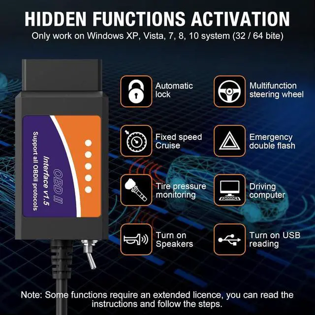 Alt view image 5 of 7 - ELM327 OBD2 USB Adapter for Windows, ELMconfig Scanner with MS CAN/HS CAN Switch for Scan F150 F250 Car and Light Truck Check Engine Light, Diagnosis on Windows with V1.5 Chip