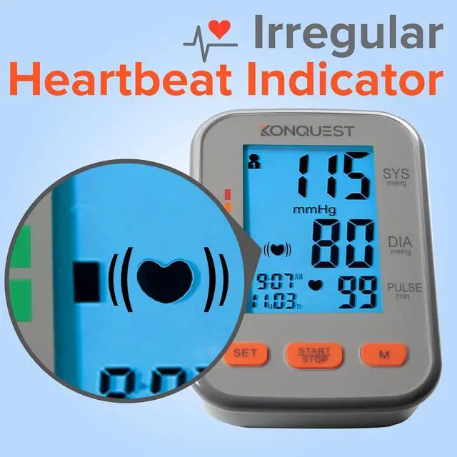 Alt view image 2 of 7 - Konquest KBP-2704A Blood Pressure Monitor  Automatic Upper Arm BP Machine with Large Cuff (8.516.5 in), Backlit Display, Digital, Irregular Heartbeat Detector  Tensiometro for Home Use