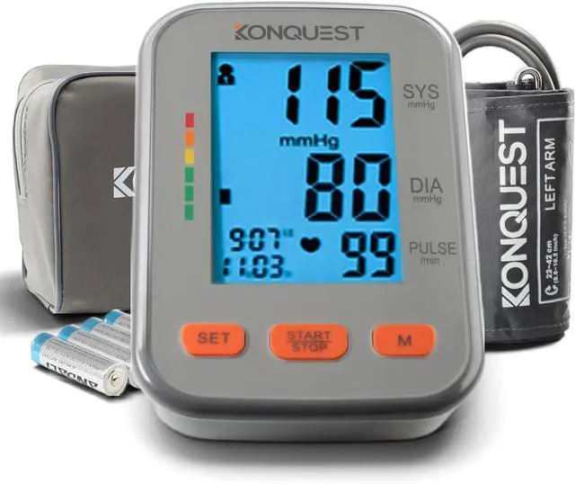 Alt view image 4 of 7 - Konquest KBP-2704A Blood Pressure Monitor  Automatic Upper Arm BP Machine with Large Cuff (8.516.5 in), Backlit Display, Digital, Irregular Heartbeat Detector  Tensiometro for Home Use