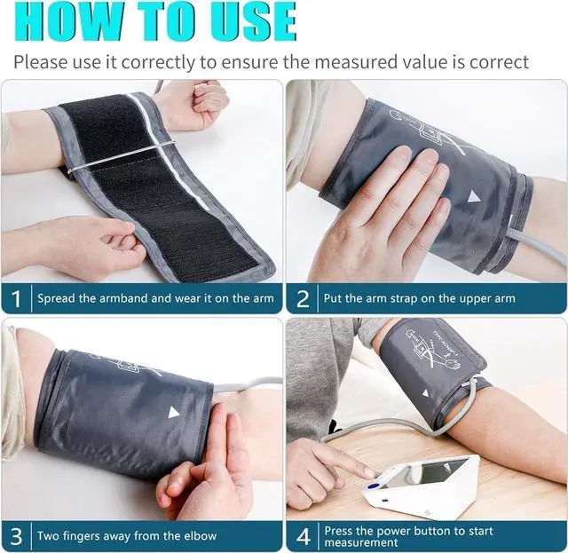 Alt view image 4 of 6 - Blood Pressure Monitor Upper Arm Large LED Backlit Screen 1000 Sets Memory Automatic Digital BP Machine Adjustable BP Cuff 4 Batteries