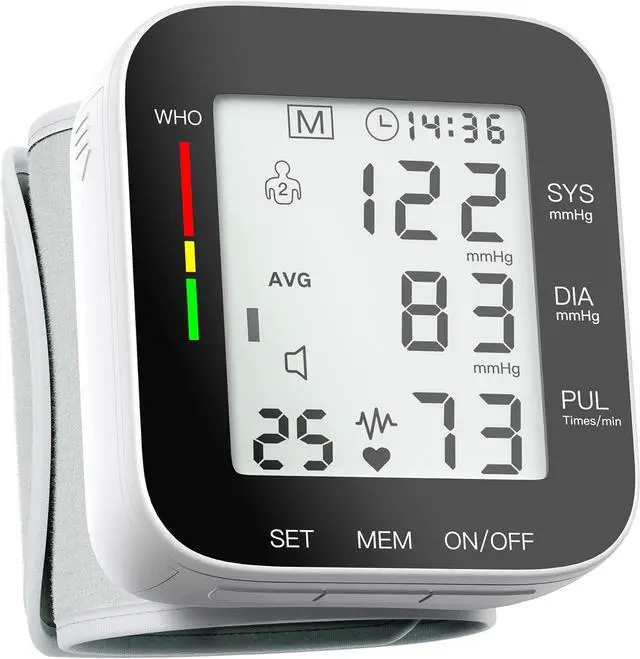 Main image of Blood Pressure Monitor Automatic Large LCD Display Adjustable Wrist Cuff Dual 99 Reading Memory Digital Portable Machine for Home Use with Carrying Case