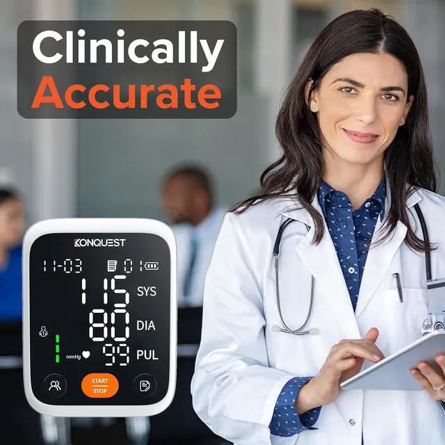 Alt view image 3 of 7 - KONQUEST Blood Pressure Monitors for Home Use Upper Arm, Accurate Cuff 8 ½  - 16 ½ Monitor with Large LED Display, 2 Users 398 Sets Memory & HR Detection, Digital BP Machine with Carrying Case