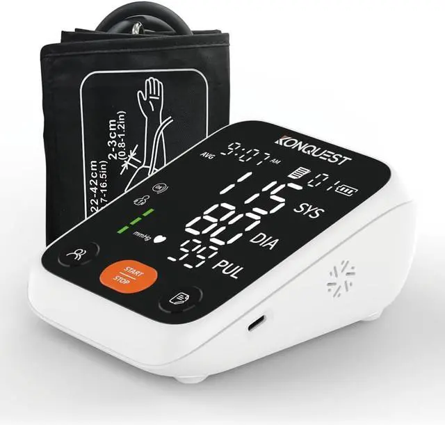 Alt view image 7 of 7 - KONQUEST Blood Pressure Monitors for Home Use Upper Arm, Accurate Cuff 8 ½  - 16 ½ Monitor with Large LED Display, 2 Users 398 Sets Memory & HR Detection, Digital BP Machine with Carrying Case