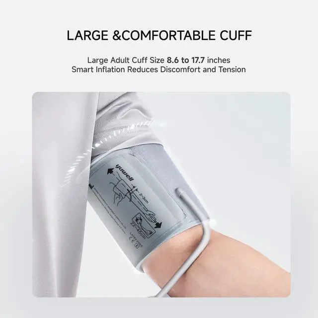 Alt view image 2 of 7 - yuwell Blood Pressure Monitor, Large Upper Arm Blood Pressure Cuff, Digital Blood Pressure Machine for Home Use, Large Display, Stores 99 Readings, Voice Broadcasting with Power Adapter and Batteries