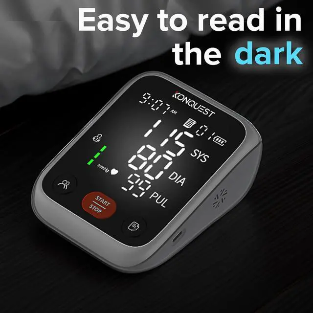 Alt view image 6 of 7 - KONQUEST Blood Pressure Monitors for Home Use Upper Arm, Accurate Cuff 8 ½  - 16 ½ Monitor with Large LED Display, 2 Users 398 Sets Memory & HR Detection, Digital BP Machine with Carrying Case