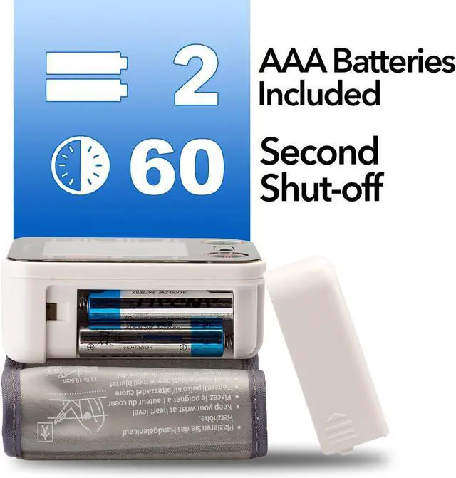 Alt view image 3 of 7 - PARAMED Automatic Wrist Blood Pressure Monitor: Blood-Pressure Kit of Bp Cuff + 2AAA and Carrying case - Irregular Heartbeat Detector & 90 Readings Memory Function & Large Display