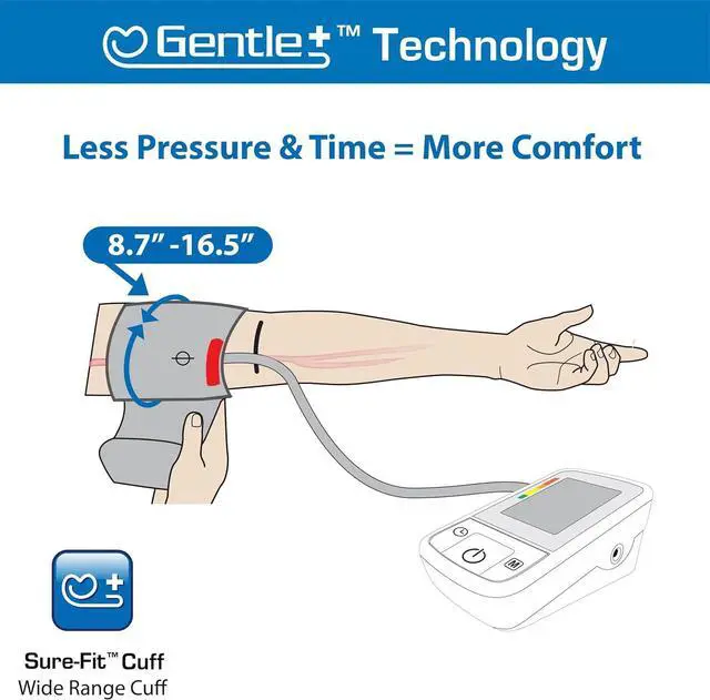 Alt view image 4 of 7 - Microlife BPM2 Automatic Digital Upper Arm Blood Pressure Monitor, Wide-Range Cuff Fits Most (Medium  Large up to 16.5 in), Stores 60 Results