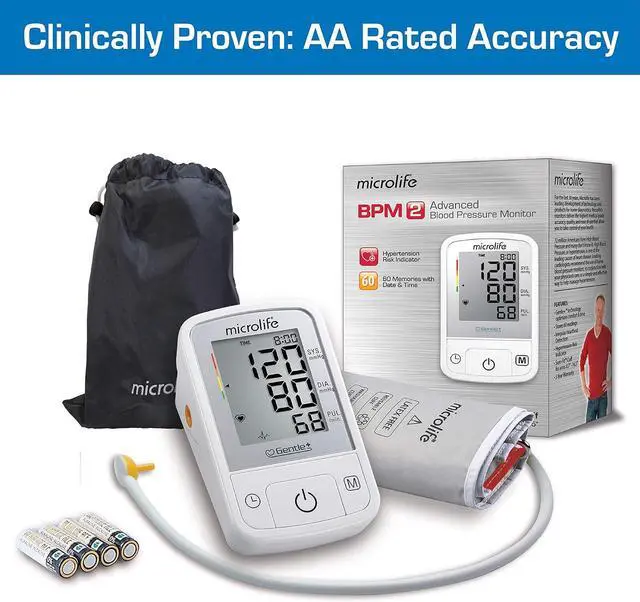 Alt view image 6 of 7 - Microlife BPM2 Automatic Digital Upper Arm Blood Pressure Monitor, Wide-Range Cuff Fits Most (Medium  Large up to 16.5 in), Stores 60 Results