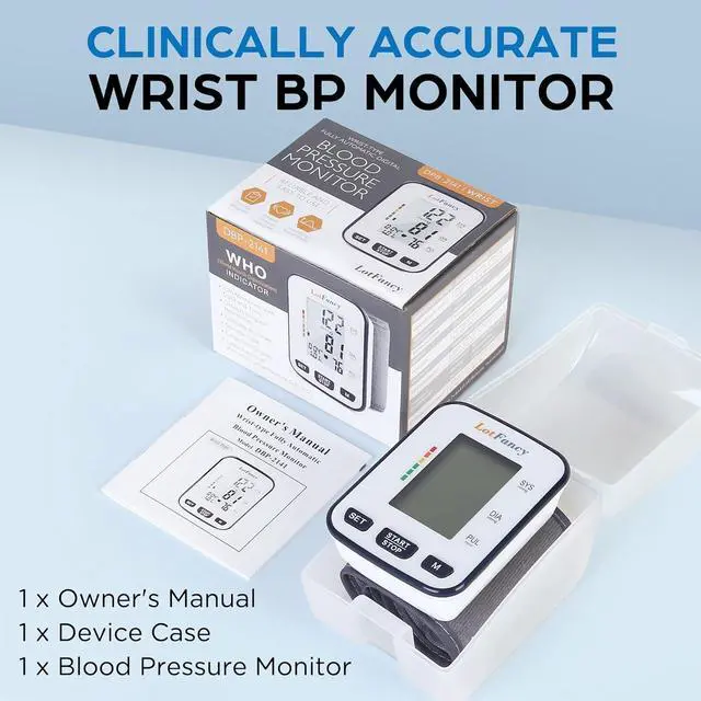 Alt view image 7 of 7 - LotFancy Wrist Blood Pressure Monitor for Home Use, Blood Pressure Machine Adjustable Wrist Cuff (5.3-8.5) Digital BP Machine with Large LCD Display, 120 Memory with Carrying Case