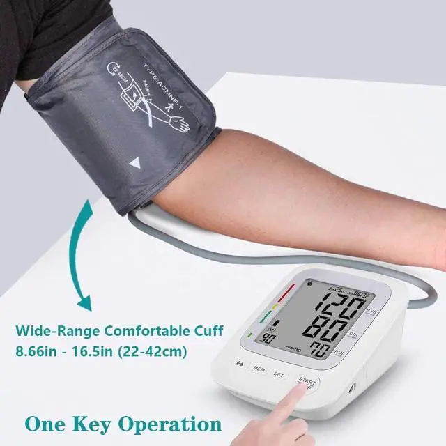 Alt view image 2 of 6 - Electronic Blood Pressure Monitor, Upper Arm Automatic Digital BP Monitor Large Cuff, 2 Users 180 Memory Large Display, Irregular Heart Rate Indication, with DC Adapter for Home Use