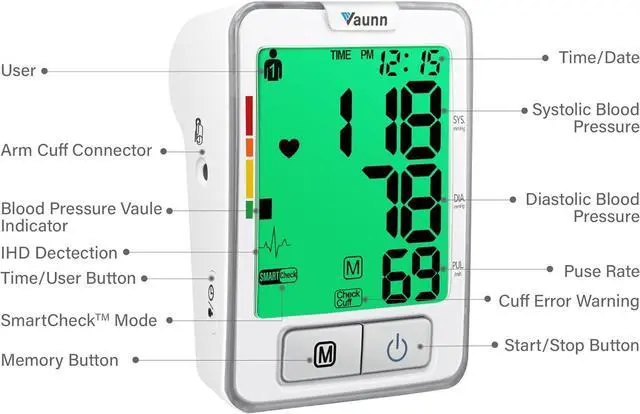 Alt view image 3 of 7 - FSA/HSA Eligible, Vaunn Medical Automatic Upper Arm Blood Pressure Monitor, Medium Arm Cuff 8.7" - 16.5"