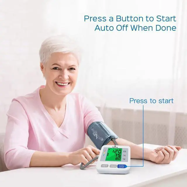 Alt view image 2 of 7 - Blood Pressure Monitor Upper Arm Blood Pressure Machine for Home Use BP Cuff Kit, Large 3-Color 3.4'' Display with Backlight,Pulse Rate Detection Meter with Cuff 22-42cm/2×99 Sets Memory
