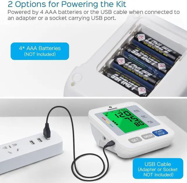 Alt view image 6 of 7 - Blood Pressure Monitor Upper Arm Blood Pressure Machine for Home Use BP Cuff Kit, Large 3-Color 3.4'' Display with Backlight,Pulse Rate Detection Meter with Cuff 22-42cm/2×99 Sets Memory