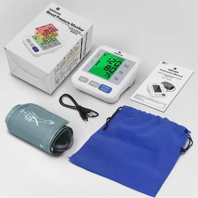 Alt view image 7 of 7 - Blood Pressure Monitor Upper Arm Blood Pressure Machine for Home Use BP Cuff Kit, Large 3-Color 3.4'' Display with Backlight,Pulse Rate Detection Meter with Cuff 22-42cm/2×99 Sets Memory