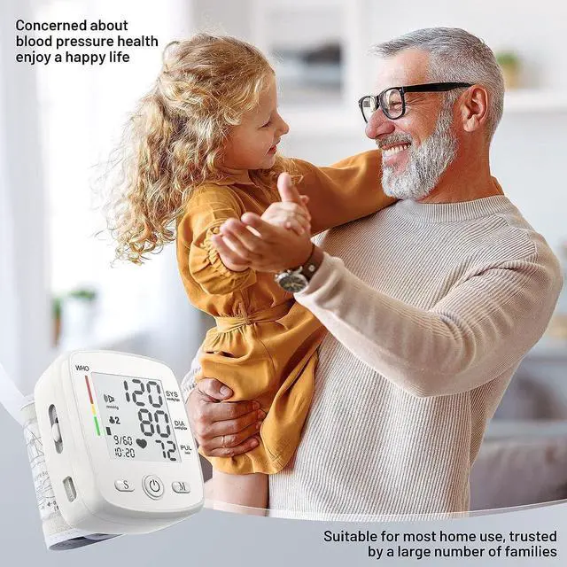 Alt view image 7 of 7 - Blood Pressure Monitor Digital Wrist BP Machine Automatic BP Cuff with 2 Users 180 Memory Voice Large LCD Display Adjustable Cuff USB Charging Carrying Case