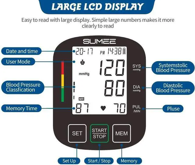 Alt view image 2 of 7 - Wrist Blood Pressure Monitor Automatic BP Machine with Large Backlit Display Heart Rate Monitors 2x99 Readings 5.3-7.7in Adjustable Cuff for Home Use,Include Carrying Case and 2AAA Batteries-Black