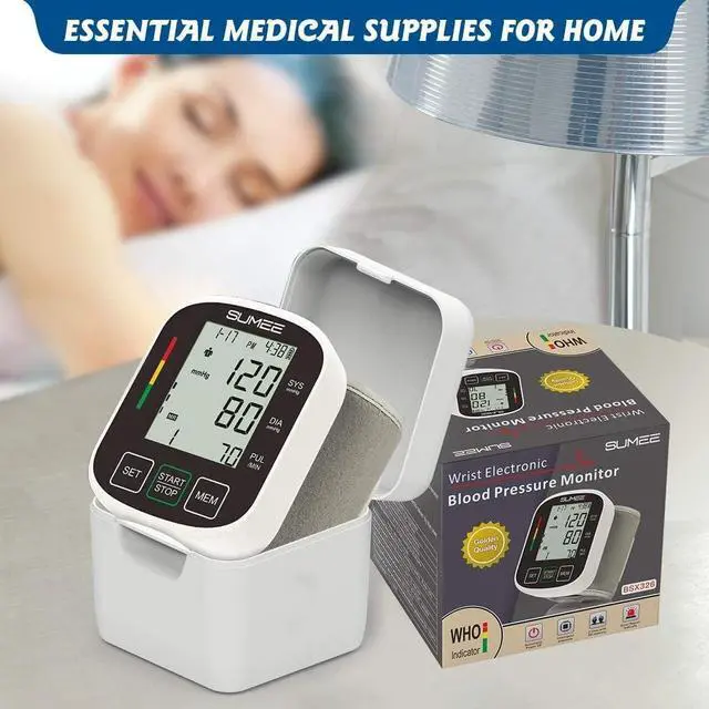 Alt view image 7 of 7 - Wrist Blood Pressure Monitor Automatic BP Machine with Large Backlit Display Heart Rate Monitors 2x99 Readings 5.3-7.7in Adjustable Cuff for Home Use,Include Carrying Case and 2AAA Batteries-Black