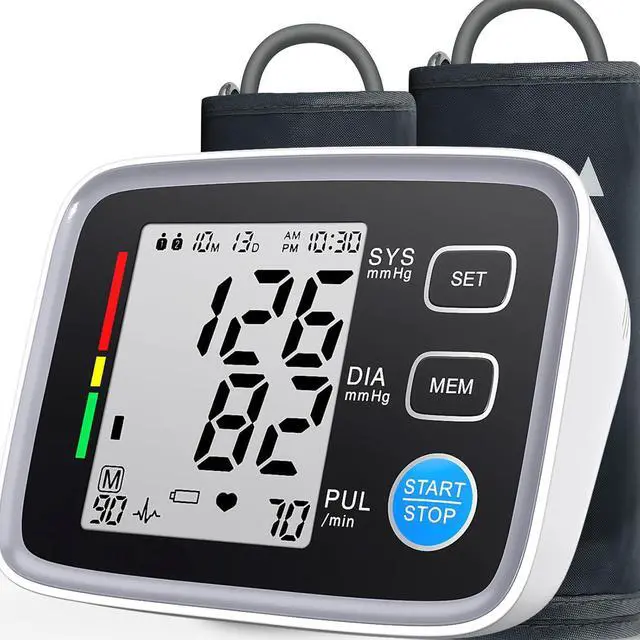Main image of Upper Arm Blood Pressure Monitor for Home Use 2 Cuff Sizes, 9-17'' & 13-21''Extra Large BP Cuff Automatic Digital Blood Pressure Machine 2 Users 180 Memories USB Cable 4 AA Batteries